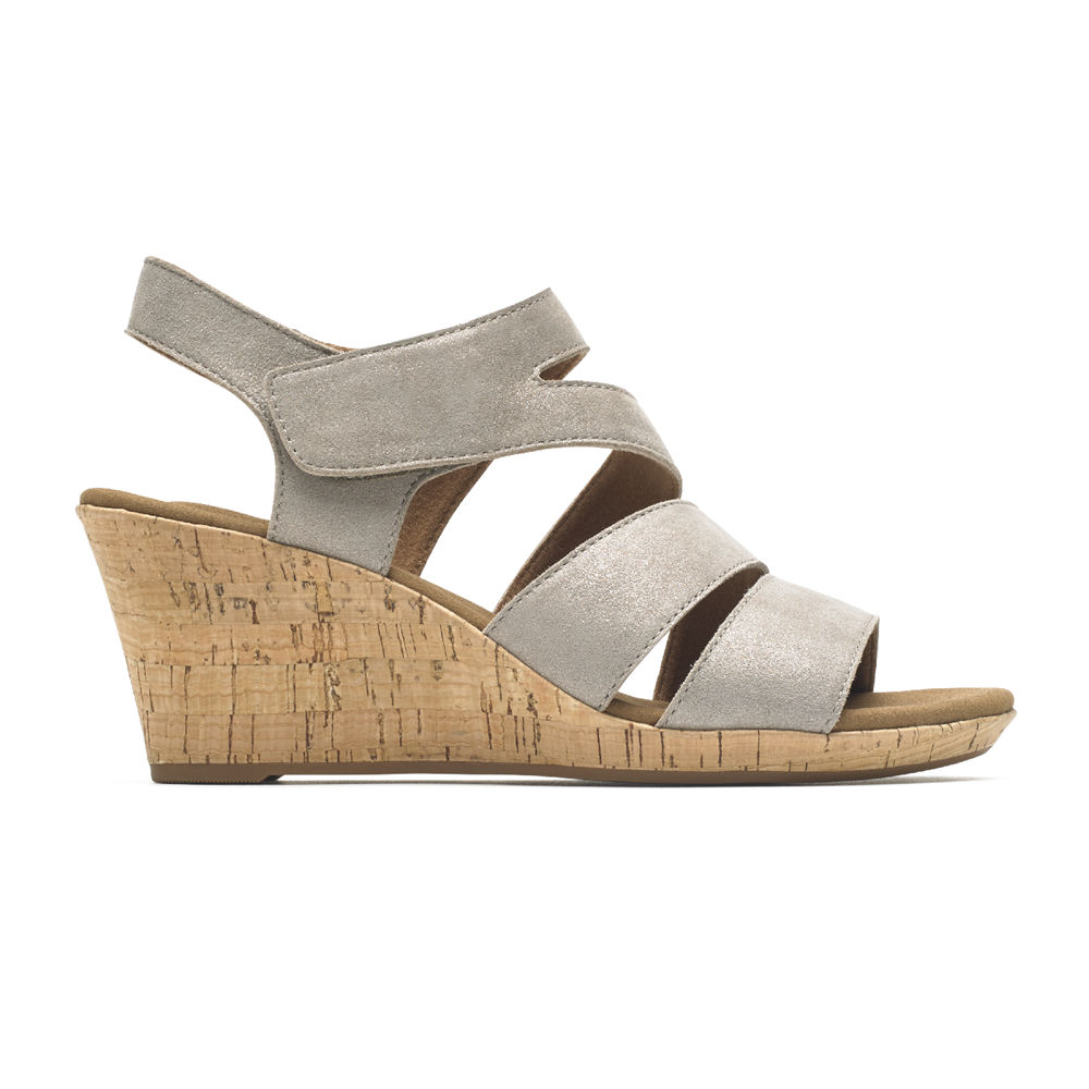 Sandálias Rockport Mulher Cinzentas - Briah Strappy Wedge Comfort - 36972IYLO